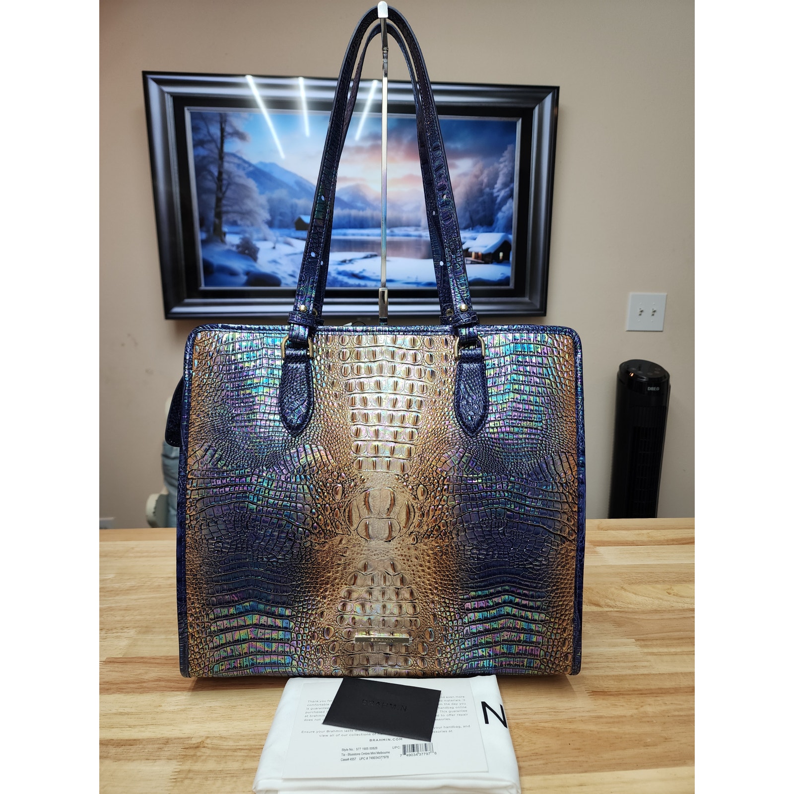 Nwt Brahmin Bluestone Tia Tote Genuine Leather
